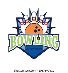 bowling logo with text space for your slogan / tag line, vector illustration