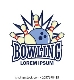 bowling logo with text space for your slogan / tag line, vector illustration