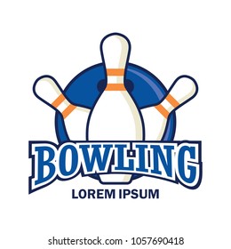 bowling logo with text space for your slogan / tag line, vector illustration