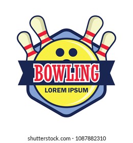 bowling logo with text space for your slogan / tag line, vector illustration