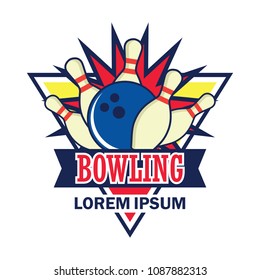 bowling logo with text space for your slogan / tag line, vector illustration