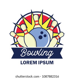 bowling logo with text space for your slogan / tag line, vector illustration