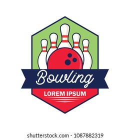 bowling logo with text space for your slogan / tag line, vector illustration