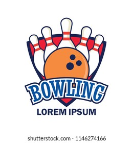 bowling logo with text space for your slogan / tag line, vector illustration