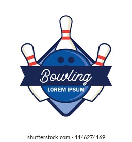 bowling logo with text space for your slogan / tag line, vector illustration