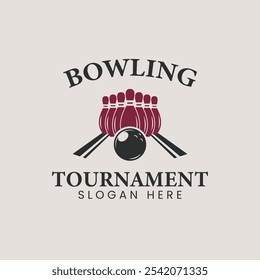 bowling logo with text space for your slogan, retro vector vintage illustration, sign and symbol