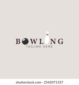 bowling logo text vector vintage illustration design ,retro design for sign or symbol