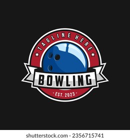 Bowling logo tournament badge logo design vector illustration