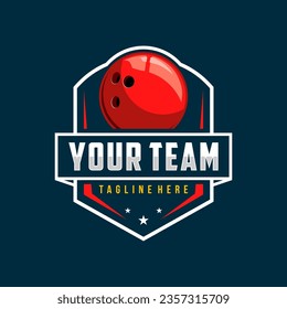 Bowling logo tournament badge logo design vector illustration