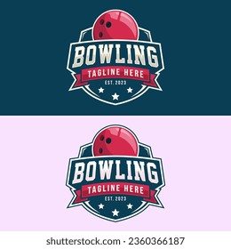 Bowling logo tournament badge logo design vector illustration