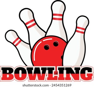 Bowling-Logo, Bowling-Logo-Turnier-Abzeichen-Logo-Design-Vektorillustration, Bowling-Sport-Logo-Design-Vektorillustration