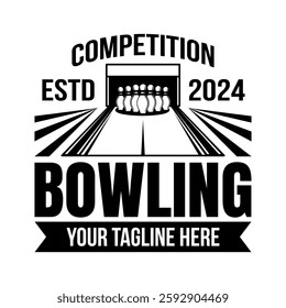 Bowling logo vector template isolated. Retro bowling club logo with retro style vector design in black background