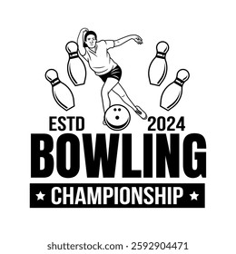 Bowling logo vector template isolated. Retro bowling club logo with retro style vector design in black background