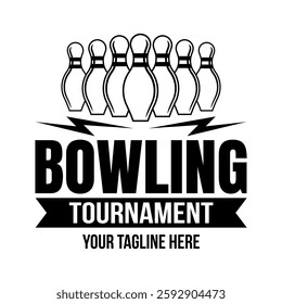 Bowling logo vector template isolated. Retro bowling club logo with retro style vector design in black background