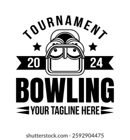 Bowling logo vector template isolated. Retro bowling club logo with retro style vector design in black background