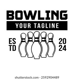 Bowling logo vector template isolated. Retro bowling club logo with retro style vector design in black background