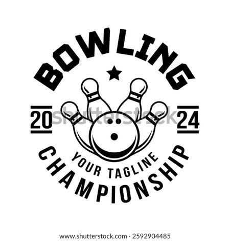 Bowling logo vector template isolated. Retro bowling club logo with retro style vector design in black background