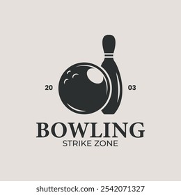 bowling logo vector vintage illustration design