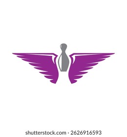 bowling logo wings design illustration vector