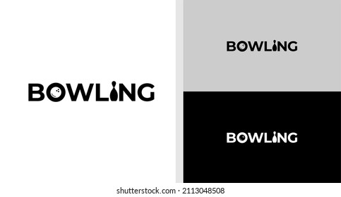 BOWLING LOGO WORDMARK BALL NEGATIVE SPACE EDITABLE