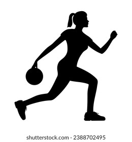 Bowling man player silhouette. Vector illustration
