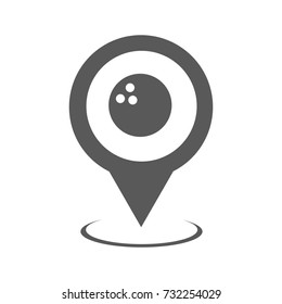 Bowling map pointer icon. Simple illustration of bowling map pointer vector icon black isolated on white background