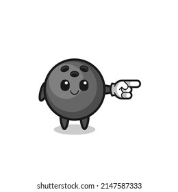 bowling mascot with pointing right gesture , cute design