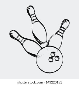 bowling monochrome over blue background vector illustration