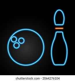 Bowling neon sign, modern glowing banner design, colorful modern design trend on black background. Vector illustration.