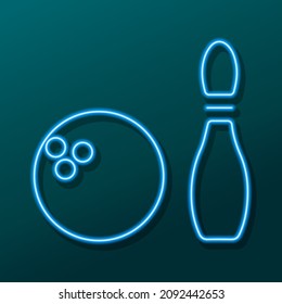 bowling neon sign, modern glowing banner design, colorful modern design trend. Vector illustration.