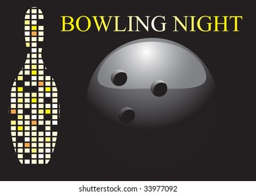 Bowling night competition template vector