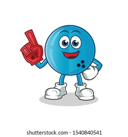 bowling number one fan mascot vector cartoon art illustration
