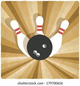 bowling old background - vector illustration