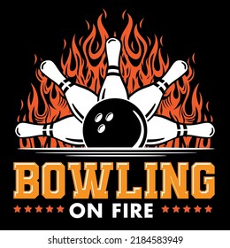 Bowling on Fire Vector Illustration Badge