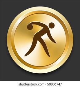 Bowling on Golden Internet Button Original Illustration