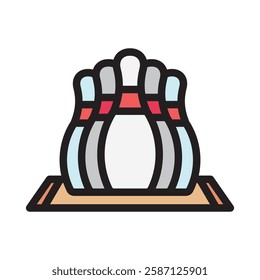 Bowling outline color, mini illustration icon. use for modern concept, print, UI, UX kit, web and app development. Vector EPS 10, related to entertainment, festival, funfair and hobbies.