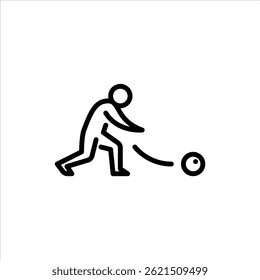 bowling outline icon. figure stick playing sport line art illustration.