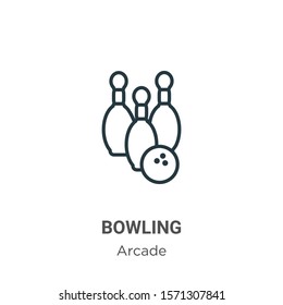 Bowling outline vector icon. Thin line black bowling icon, flat vector simple element illustration from editable entertainment concept isolated on white background