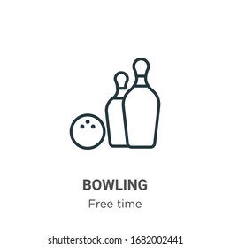 Bowling outline vector icon. Thin line black bowling icon, flat vector simple element illustration from editable free time concept isolated stroke on white background