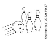 Bowling Outline Vector, Bowling Vector, Bowling illustration, Vector, Line Art, Outline, Sports illustration, Bowling, silhouette, Sports silhouette, Game vector