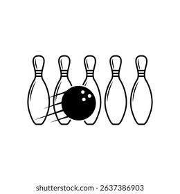 Bowling Outline Vector, Bowling Vector, Bowling illustration, Vector, Line Art, Outline, Sports illustration, Bowling