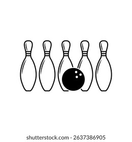 Bowling Outline Vector, Bowling Vector, Bowling illustration, Vector, Line Art, Outline, Sports illustration, Bowling