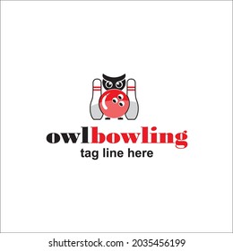 bowling owl player game ball tournament vector design logo