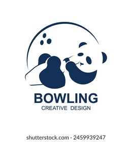 bowling panda logo. this logo suitable for sport, community, tournament and especially in the fields related to bowling