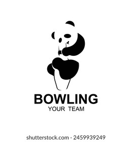 bowling panda logo. this logo suitable for sport, community, tournament and especially in the fields related to bowling