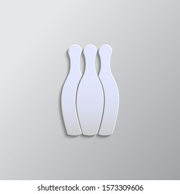 Bowling paper style, vector icon. Grey color vector background
