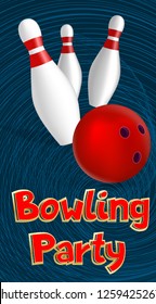 Bowling party banner. Realistic illustration of bowling party vector banner for web design