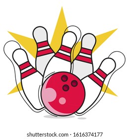 Bowling Party Flyer Template Great For Birthday Parties, Bowling Leagues And Tournaments. Vector Illustration
