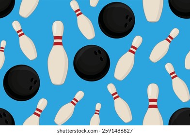 bowling pattern flat bg blue 