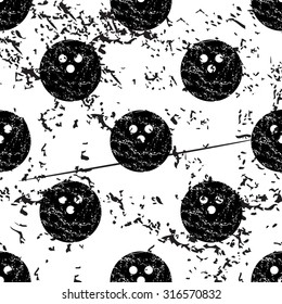 Bowling pattern, grunge, black image on white background